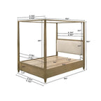 Ensemble de chambre à coucher Newell 5 pièces avec baldaquin rembourré marron clair