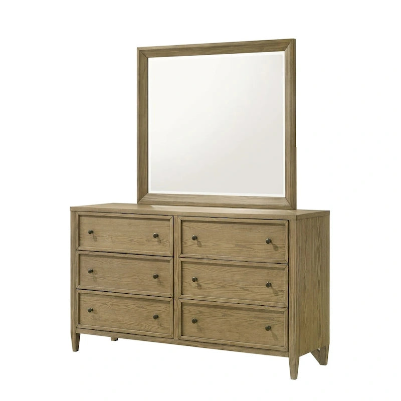 Ensemble de chambre à coucher Newell 5 pièces avec baldaquin rembourré marron clair