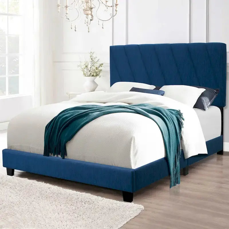 Lit capitonné réglable Blue Queen Style moderne minimaliste haut de gamme