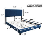Lit capitonné réglable Blue Queen Style moderne minimaliste haut de gamme