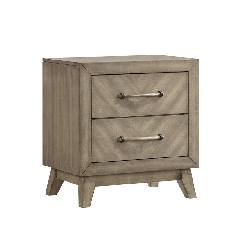 Ensemble de chambre à coucher contemporain 3 pièces Roundhill Furniture Arena en bois : Lit à panneaux et 2 tables de chevet Gris antique
