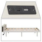 Cadre de lit plateforme simple en bois au design minimaliste avec station de recharge