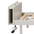 Cadre de lit plateforme simple en bois au design minimaliste avec station de recharge