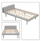 Cadre de lit plateforme simple en bois au design minimaliste avec station de recharge