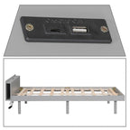 Cadre de lit plateforme simple en bois au design minimaliste avec station de recharge