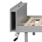 Cadre de lit plateforme simple en bois au design minimaliste avec station de recharge