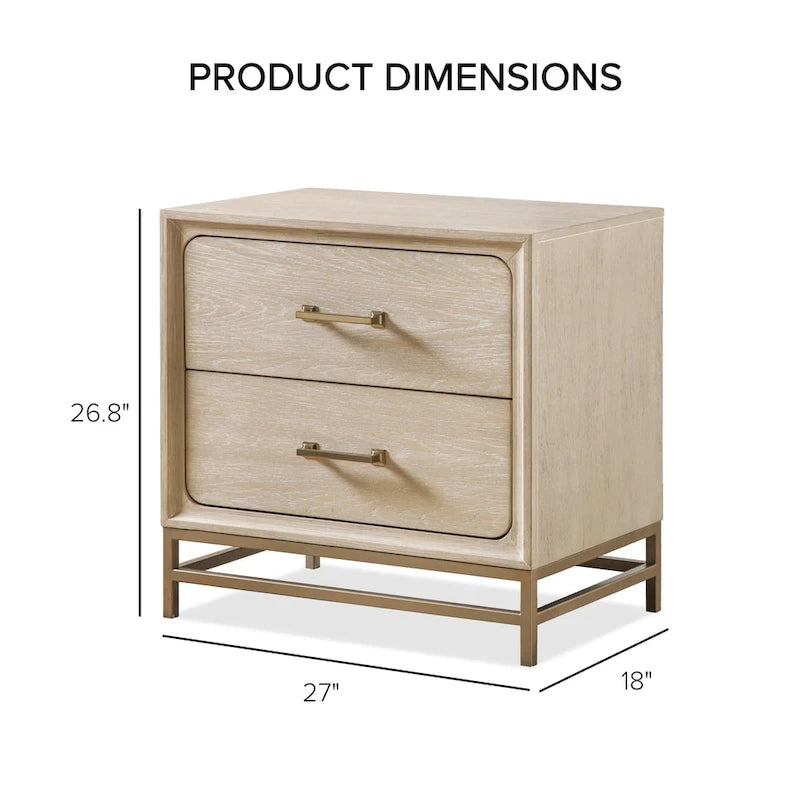 Ensemble de chambre Drayden transitionnel en bois massif de chêne 2 pièces (lit et table de chevet) Furniture of America