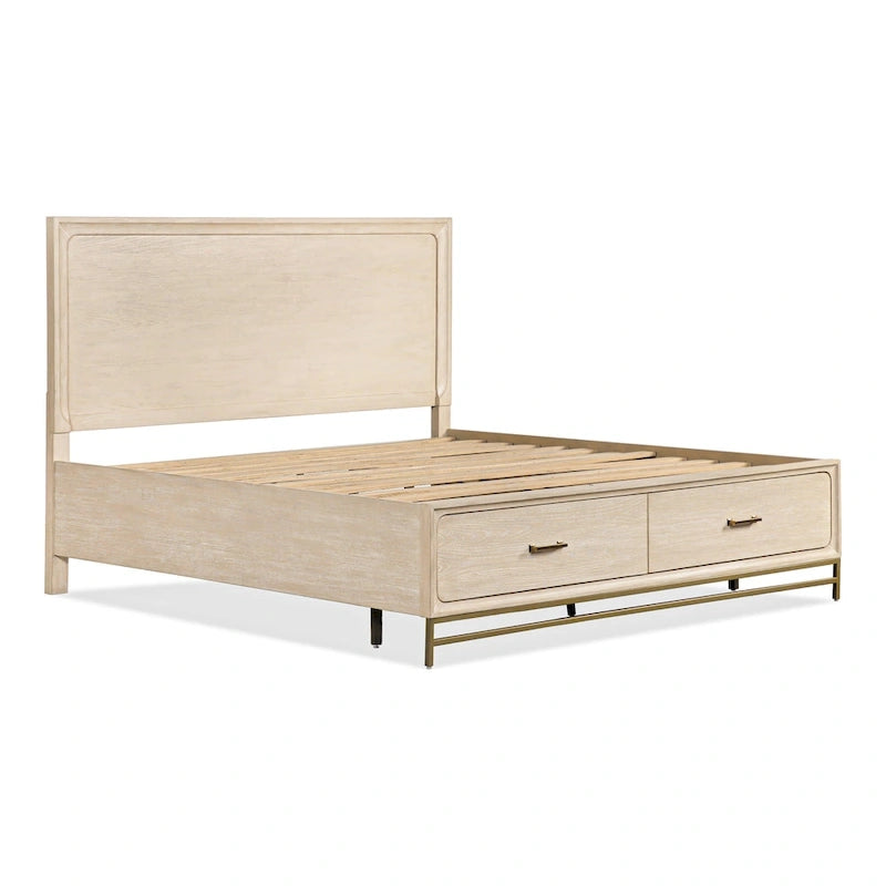 Ensemble de chambre Drayden transitionnel en bois massif de chêne 2 pièces (lit et table de chevet) Furniture of America