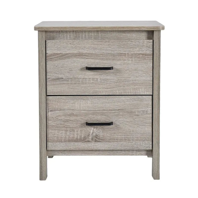 Table de chevet moderne à 2 tiroirs avec poignées en métal, par Christopher Knight Home