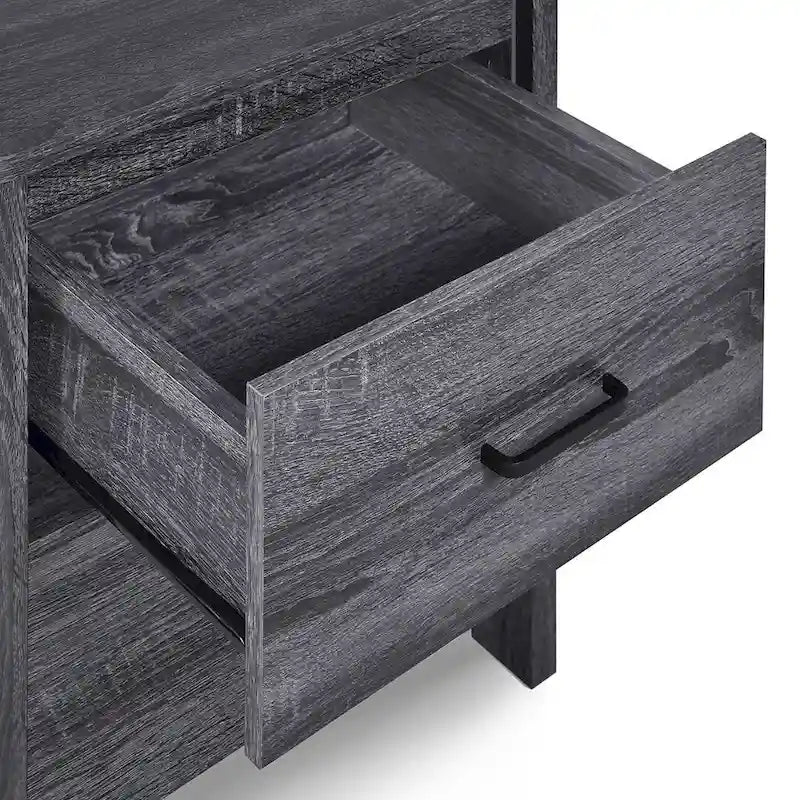 Table de chevet moderne à 2 tiroirs avec poignées en métal, par Christopher Knight Home