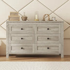 Commode en bois de style ferme rétro avec 6 tiroirs, meuble de rangement pour chambre à coucher