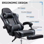 Chaise de jeu de course ergonomique JIONJOY avec dossier haut, soutien lombaire et accoudoirs réglables