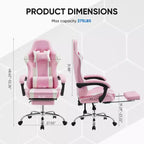 Chaise de jeu de course ergonomique JIONJOY avec dossier haut, soutien lombaire et accoudoirs réglables