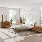 Ensemble de chambre à coucher 6 pièces Queen taille basse Beau Midcentury en tissu bouclé et à dossier haut de Furniture of America