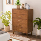 Ensemble de chambre à coucher 6 pièces Queen taille basse Beau Midcentury en tissu bouclé et à dossier haut de Furniture of America