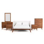 Ensemble de chambre à coucher 6 pièces Queen taille basse Beau Midcentury en tissu bouclé et à dossier haut de Furniture of America
