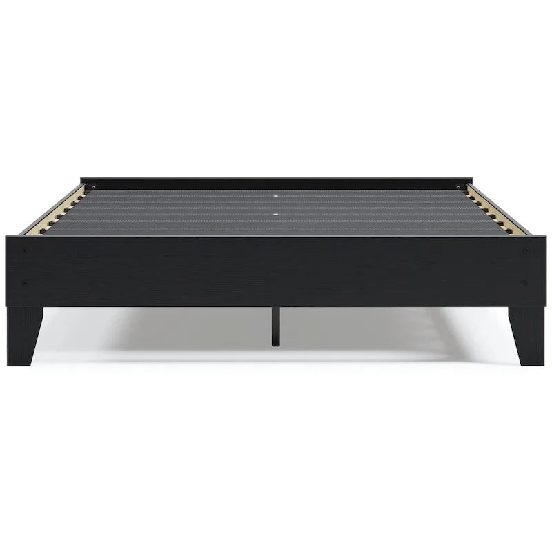 Lit plate-forme noir Ashley Finch de Signature Design avec 2 tables de chevet