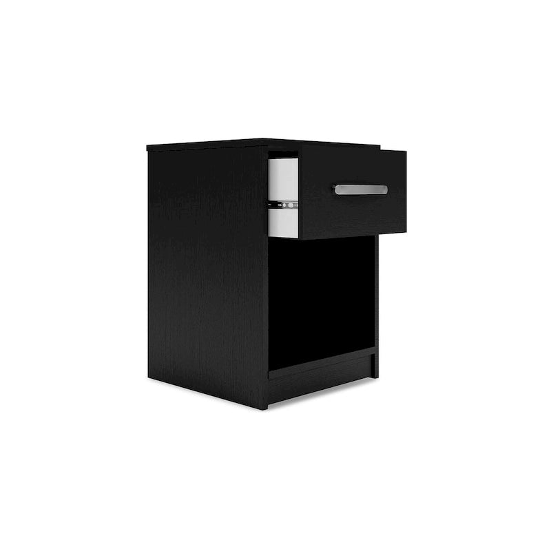 Lit plate-forme noir Ashley Finch de Signature Design avec 2 tables de chevet