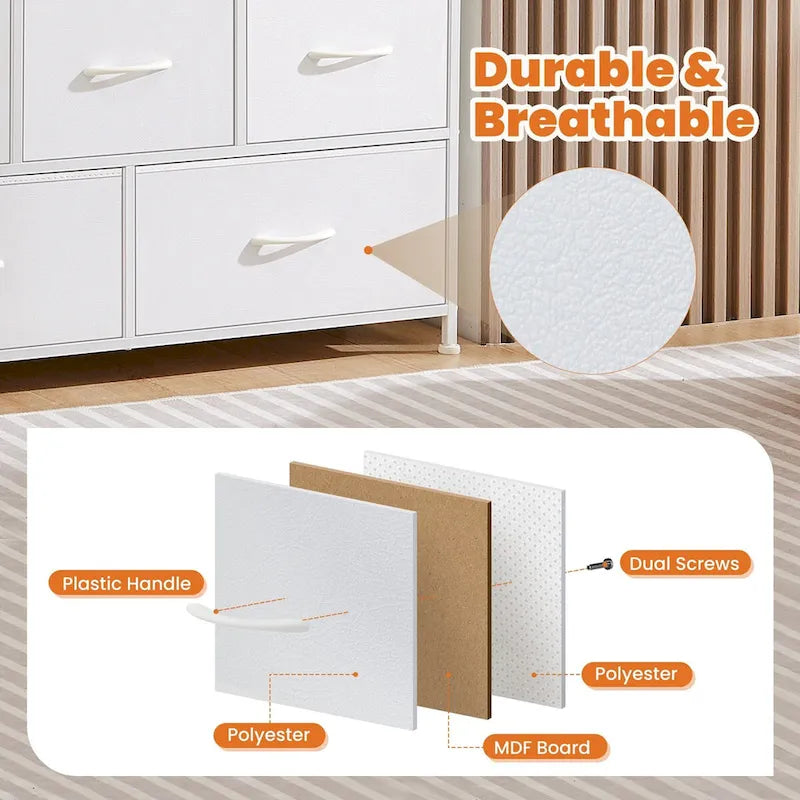 Commode Sweetcrispy pour chambre, commode à 5 tiroirs, commode de placard en tissu avec cadre en métal