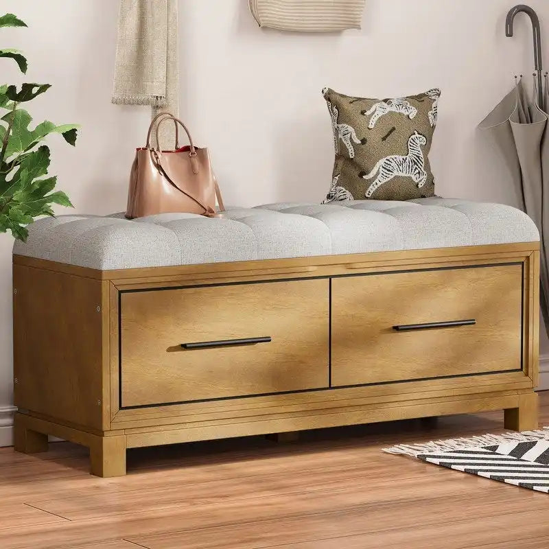 Banc à chaussures avec coussin amovible et rangement dissimulé pour l'entrée et le salon