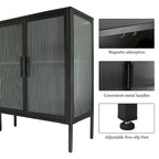 Élégant meuble à 4 portes en verre trempé avec 4 portes vitrées et étagère réglable
