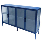 Élégant meuble à 4 portes en verre trempé avec 4 portes vitrées et étagère réglable
