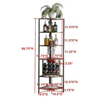 Range-bouteilles d'angle avec étagères en bois, porte-verres et casier à vin en fil métallique