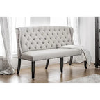 Banquette longue élégante avec dossier capitonné, couleur ivoire