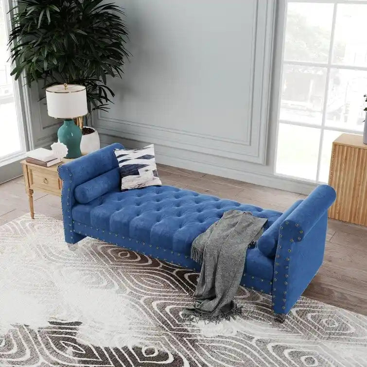 Banc rembourré en velours capitonné Haven Chesterfield 72 po - 71,0 po L X 28,0 po H X 29,0 po P
