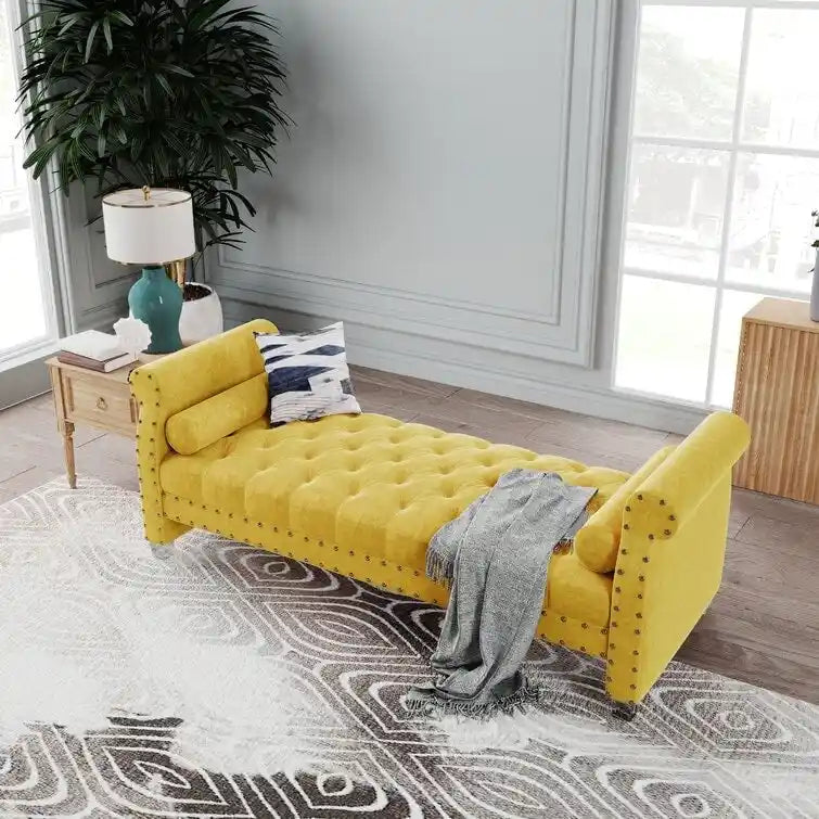 Banc rembourré en velours capitonné Haven Chesterfield 72 po - 71,0 po L X 28,0 po H X 29,0 po P