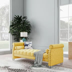 Banc rembourré en velours capitonné Haven Chesterfield 72 po - 71,0 po L X 28,0 po H X 29,0 po P