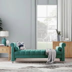Banc rembourré en velours capitonné Haven Chesterfield 72 po - 71,0 po L X 28,0 po H X 29,0 po P