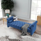 Banc rembourré en velours capitonné Haven Chesterfield 72 po - 71,0 po L X 28,0 po H X 29,0 po P