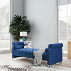 Banc rembourré en velours capitonné Haven Chesterfield 72 po - 71,0 po L X 28,0 po H X 29,0 po P
