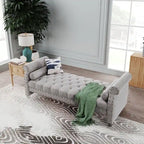 Banc rembourré en velours capitonné Haven Chesterfield 72 po - 71,0 po L X 28,0 po H X 29,0 po P
