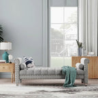 Banc rembourré en velours capitonné Haven Chesterfield 72 po - 71,0 po L X 28,0 po H X 29,0 po P
