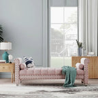 Banc rembourré en velours capitonné Haven Chesterfield 72 po - 71,0 po L X 28,0 po H X 29,0 po P