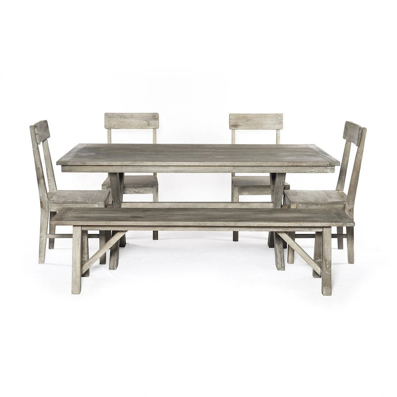 Banc de ferme traditionnel, finition d'aspect naturel Gris Rowan – 72 X 16 X 18