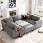 Canapé modulable avec pouf et méridienne en L