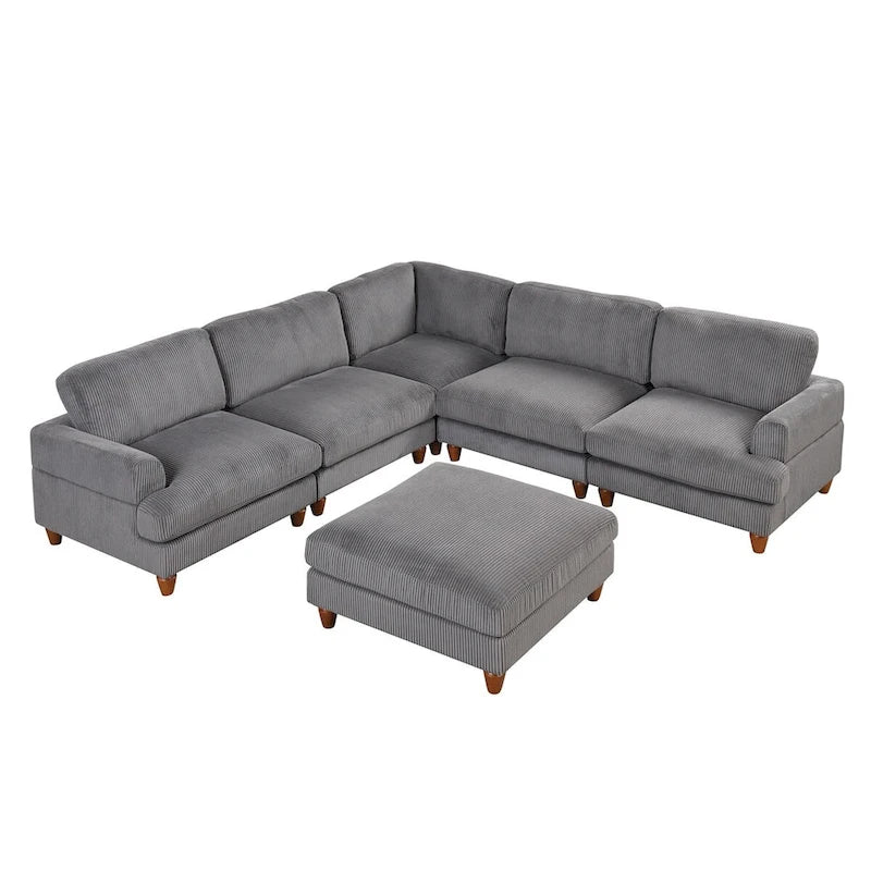 Canapé modulable avec pouf et méridienne en L