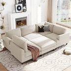Canapé modulable avec pouf et méridienne en L