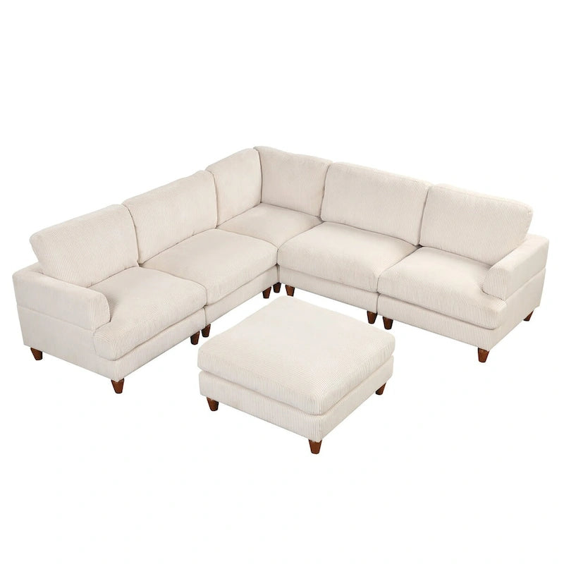 Canapé modulable avec pouf et méridienne en L