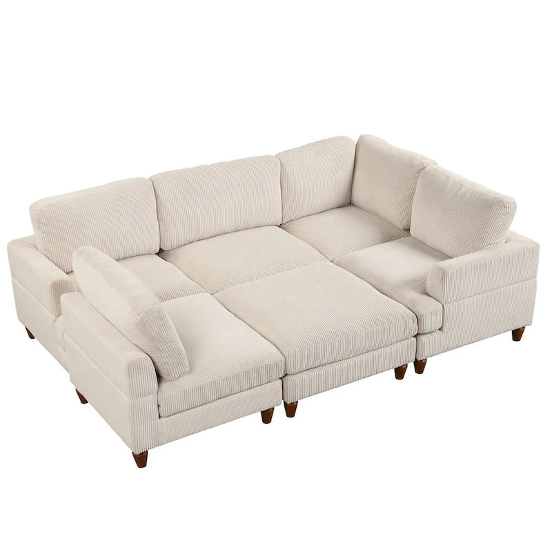 Canapé modulable avec pouf et méridienne en L