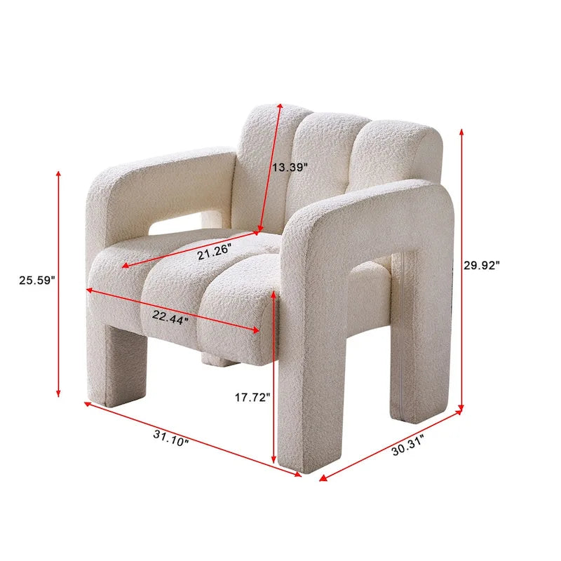 Fauteuil d'appoint large rembourré en tissu bouclé 31.10
