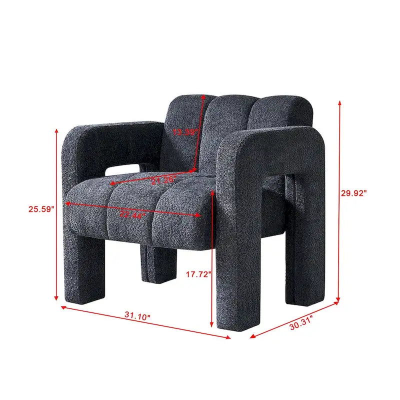 Fauteuil d'appoint large rembourré en tissu bouclé 31.10