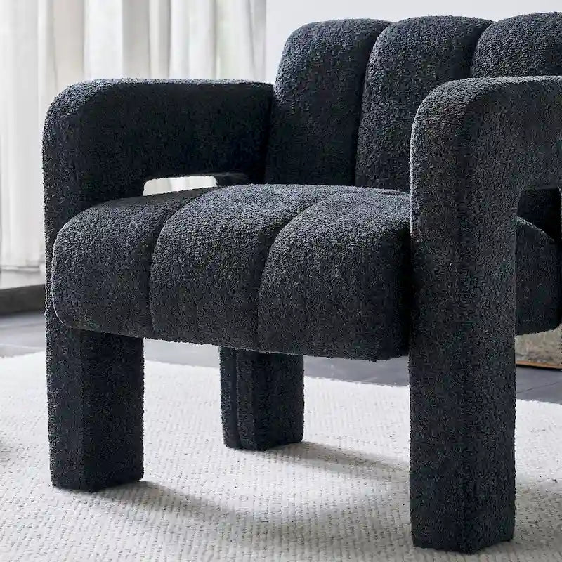 Fauteuil d'appoint large rembourré en tissu bouclé 31.10