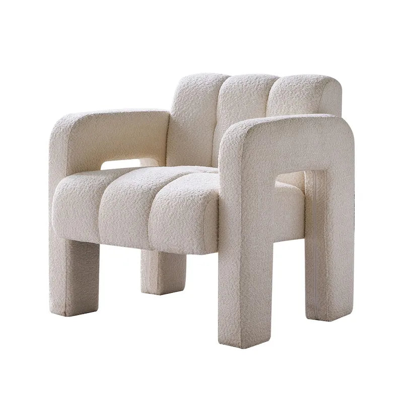 Fauteuil d'appoint large rembourré en tissu bouclé 31.10