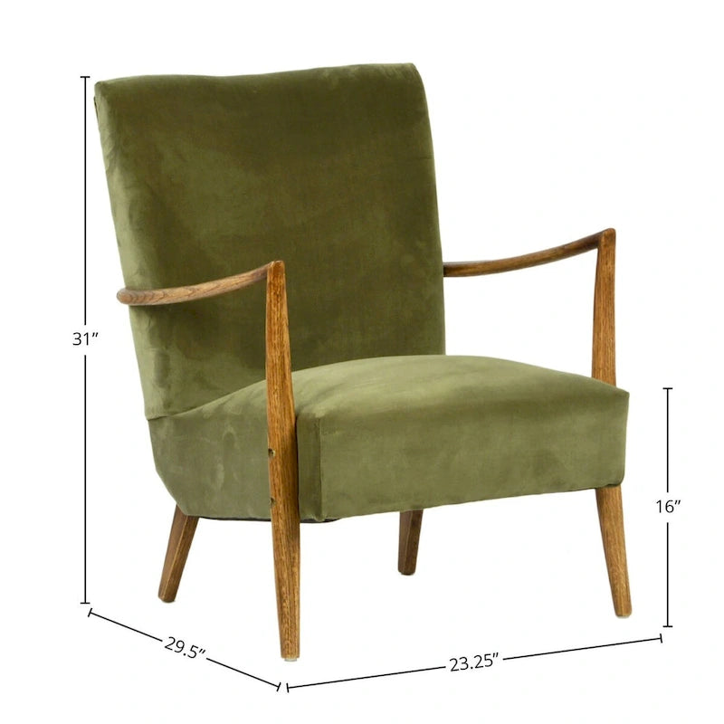 Fauteuil d'appoint Burlington en velours polyester, vert olive