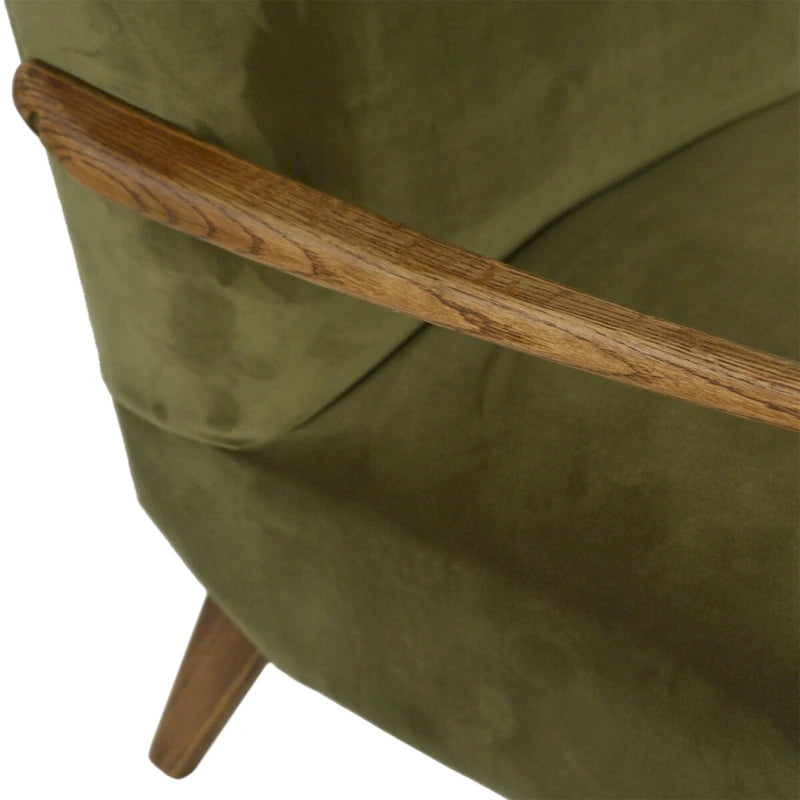 Fauteuil d'appoint Burlington en velours polyester, vert olive