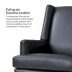 Fauteuil Lourdes en cuir véritable avec cadre en bois massif et coussin d'assise amovible, lot de 2 par HULALA HOME